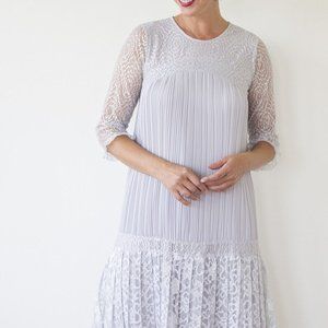 NWT - ARIA HANDMADE - PALOMA DRESS - SILVER GRAY